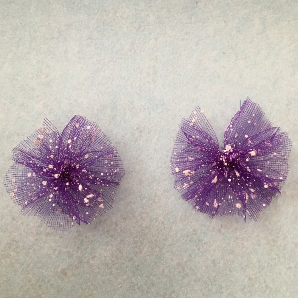 Purple mesh bows